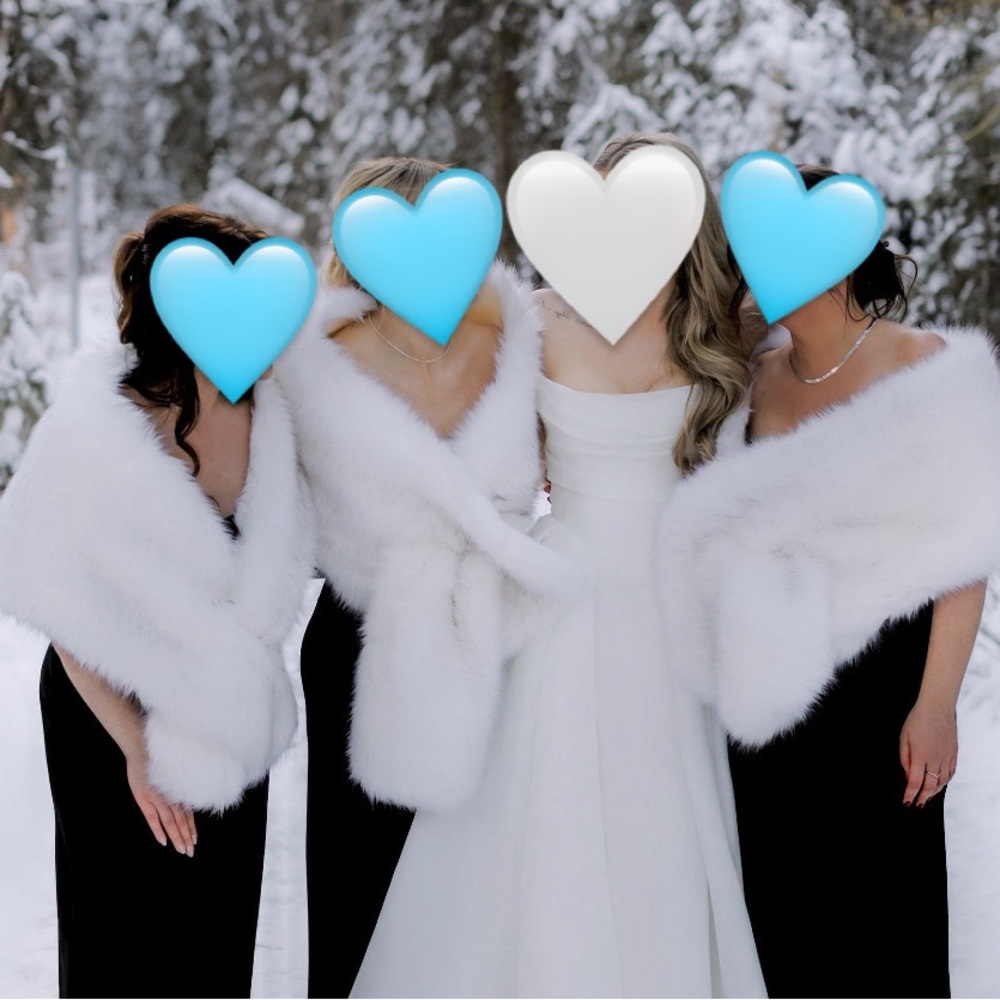 3 White Faux Fur Shawls
